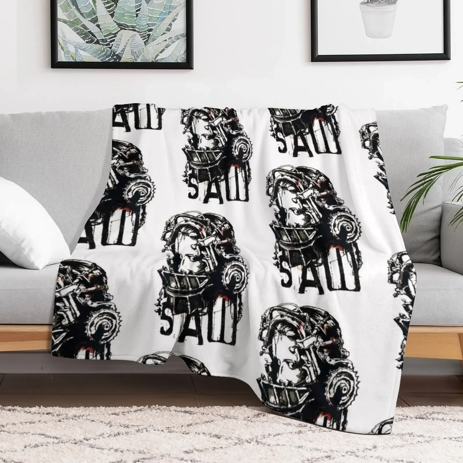Vintage Reverse Bear Trap Saw Movie Throw Blanket Cozy Throw Blanket for Bed Sofa Chair