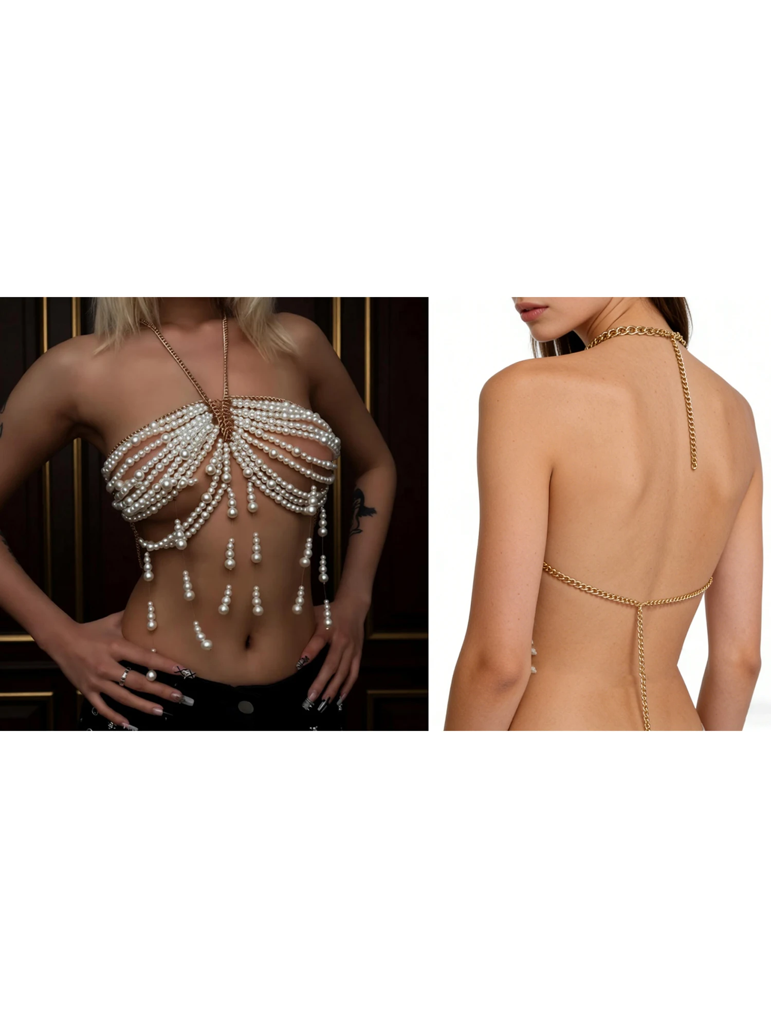 

Gold Layered Body Chain Necklace for Women Sexy Body Jewelry Beach Party Accessories Festival Rave Wear Glam