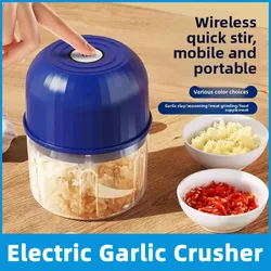 1PC Electric Garlic Masher USB Charging Type Onion Ginger Garlic Chopper Blender Stainless Steel Blade Convenient Kitchen Tool