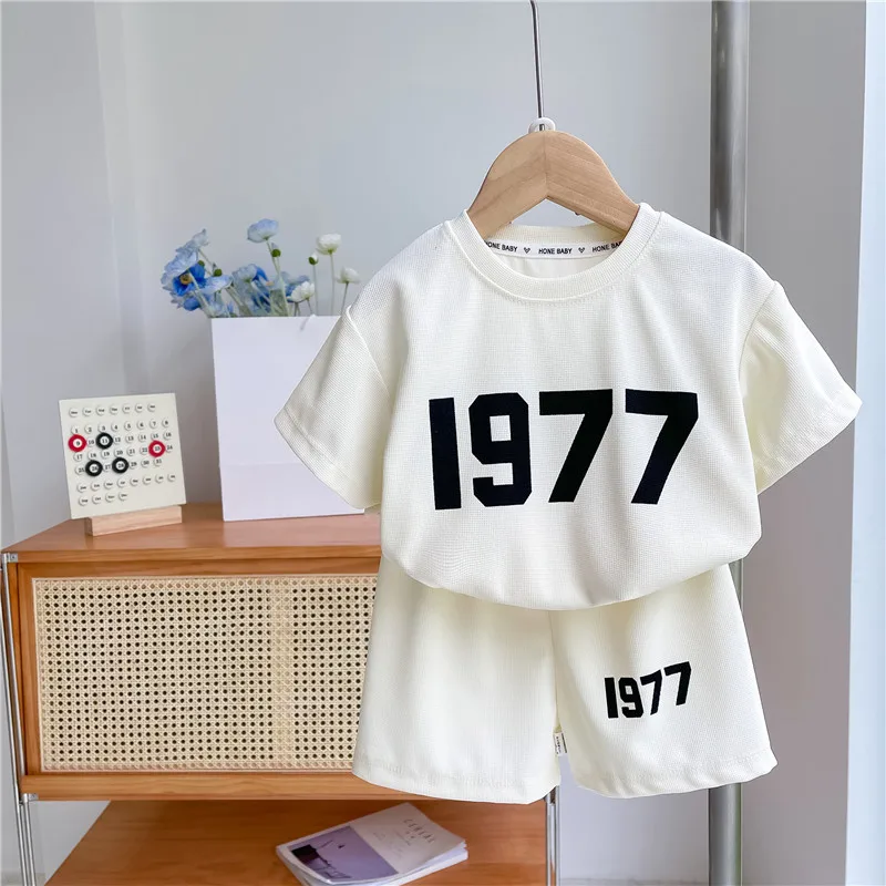 1 2 3 4Years Sports Trendy Two Piece Babies Print Short Sleeve Shorts Boys Child Printing Cotton Thin Soft Tshirt Girls Outfits