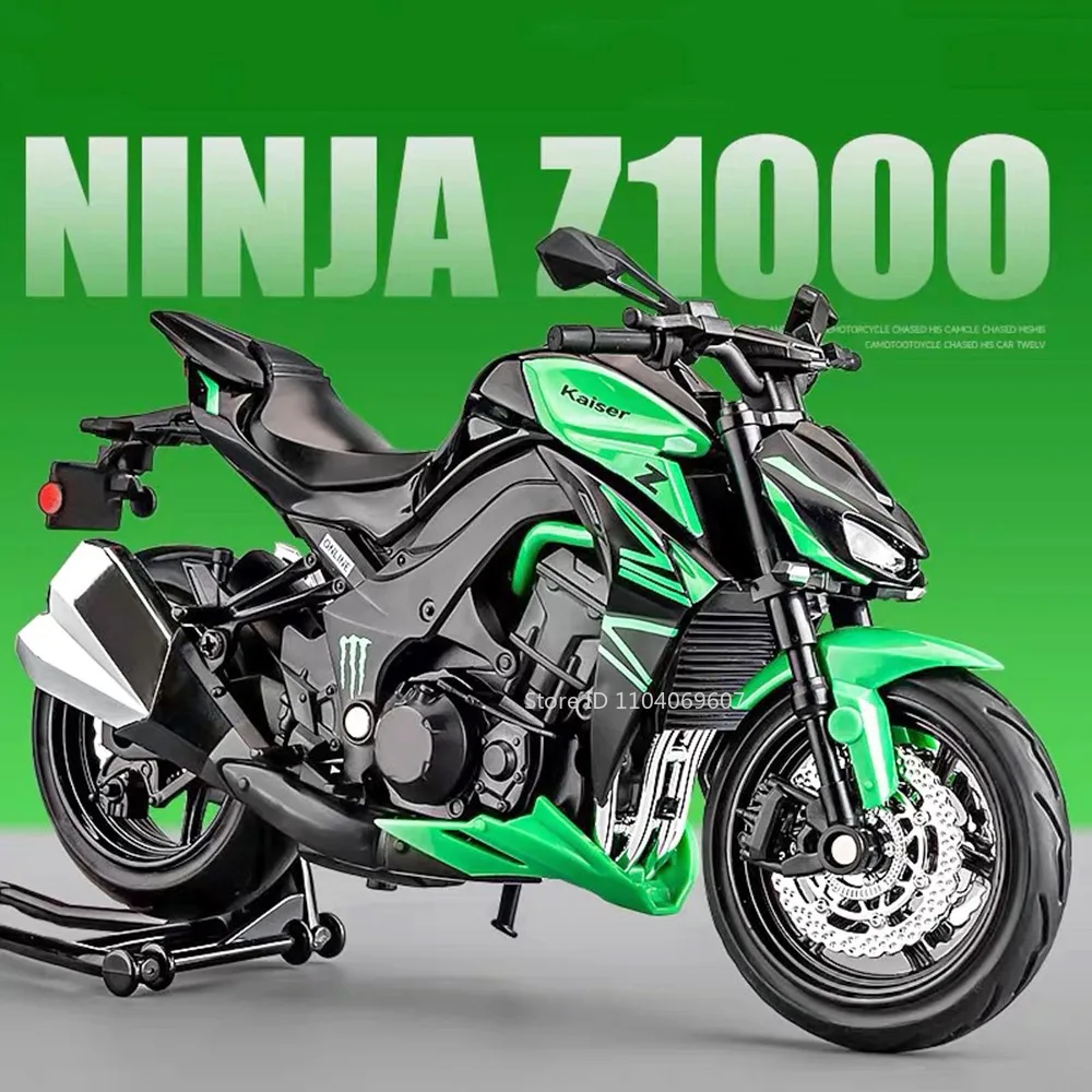 

Масштаб 1:12 Nijia Z1000 400, игрушечные модели мотоциклов, литой под давлением сплав, звук, свет, амортизация, переднее колесо, рулевое управление для мальчиков, подарки