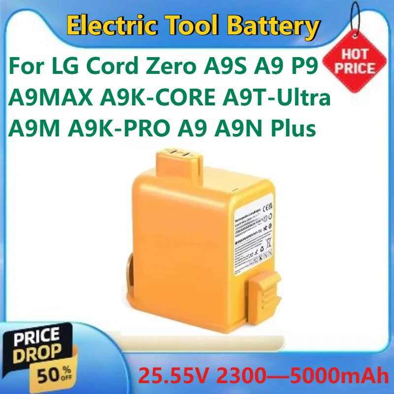 

For LG Cord Zero A9S A9 P9 A9MAX A9K-CORE A9T-Ultra A9M A9K-PRO A9 A9N Plus New High Quality 25.55V 2300—5000mAh Battery