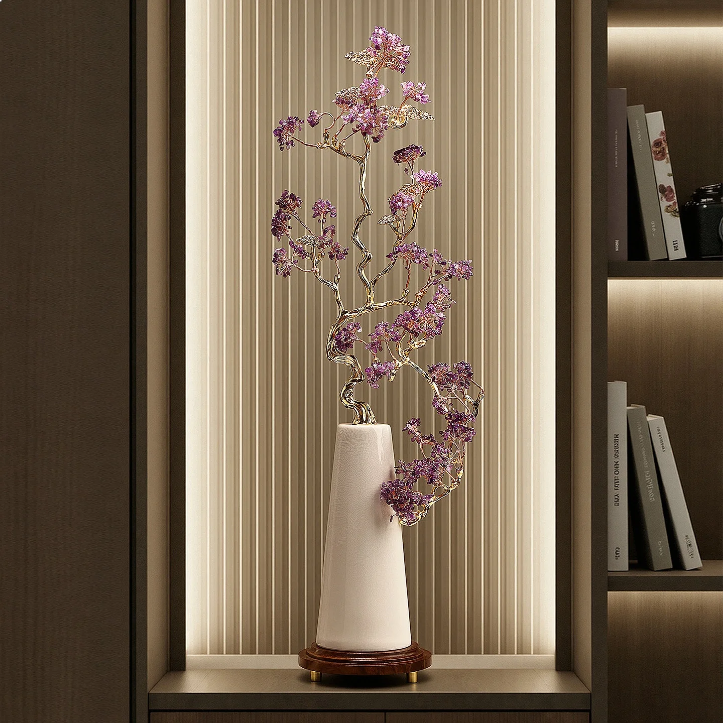 New Chinese Style Purple Crystal Fortune Blessing Decor for TV Cabinet Living Room Entryway Gift
