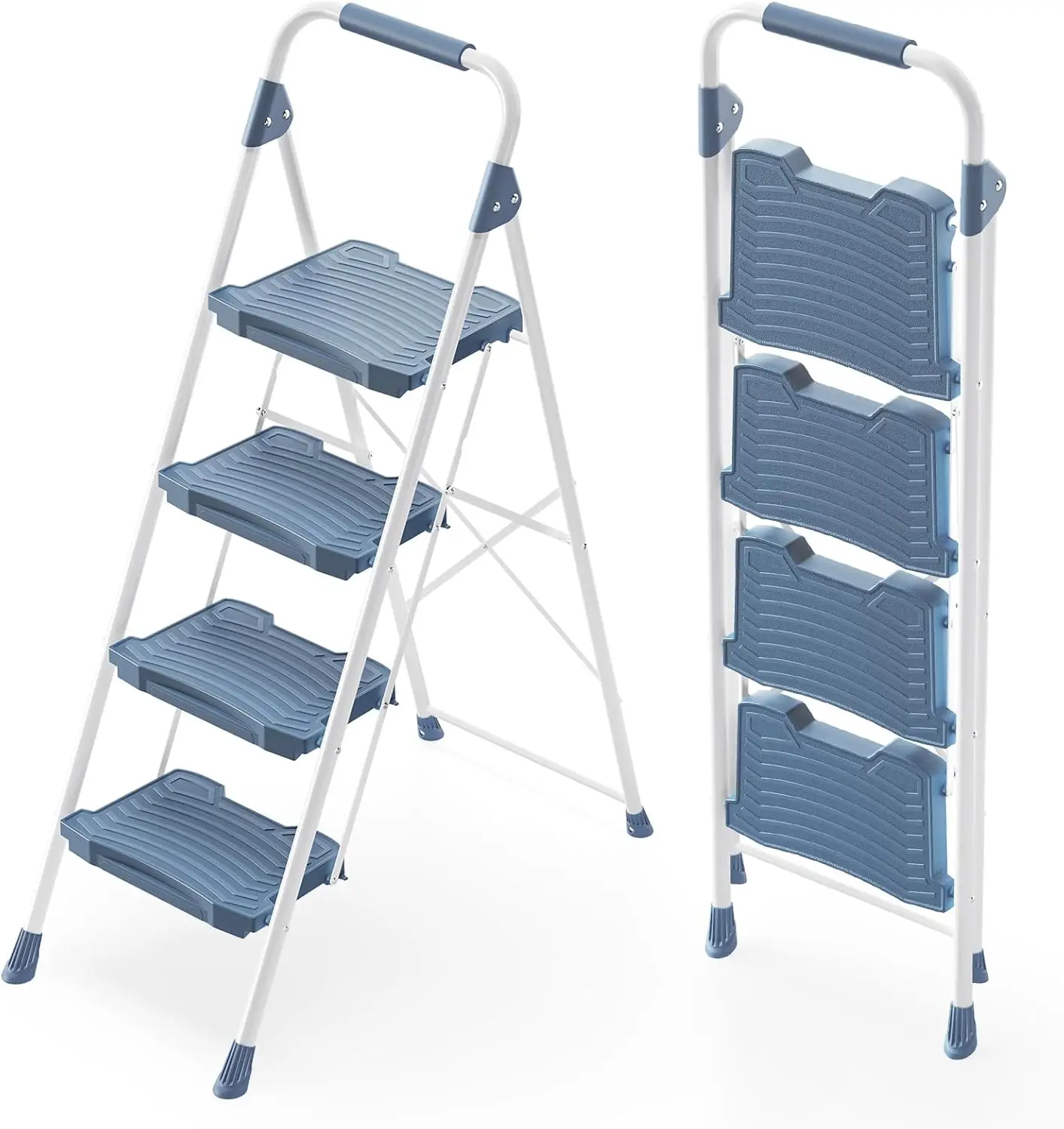 4-Step Foldable Ladder with Handrail, Anti-Slip Pedals, 900LBS Capacity for Home Garage Garden Safety
