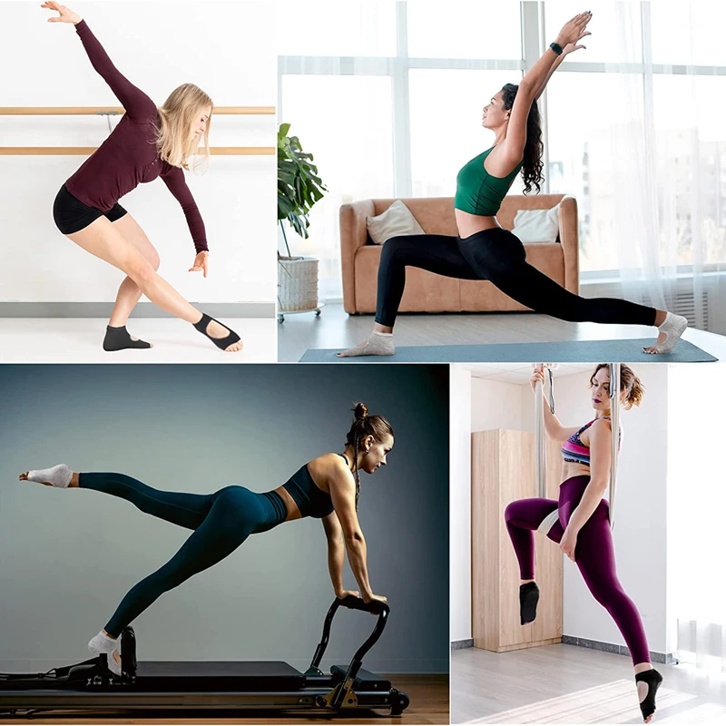 Hohe Qualität Frauen Yoga Socken Anti Slip Zwei Zehe Sport Baumwolle Pilates Socke Atmungsaktiv Schnell Trocknend Ballett Professiona Tanz socke – Detail 10