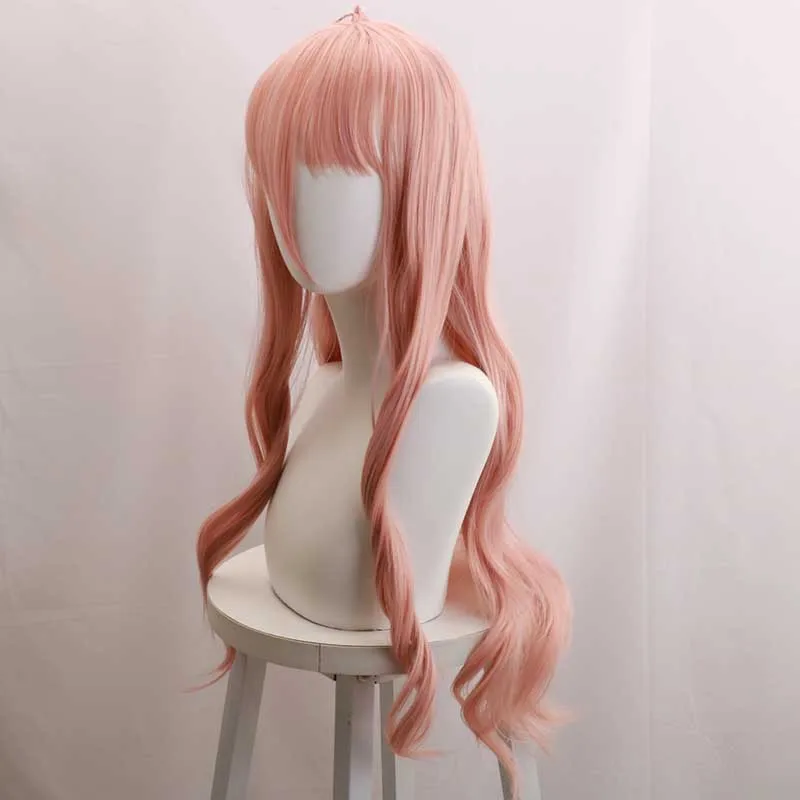 Nowa Danganronpa V3 Inaba Mito Różowa Długa Falowana Peruka Cosplay Anime Włókno Wysokotemperaturowe