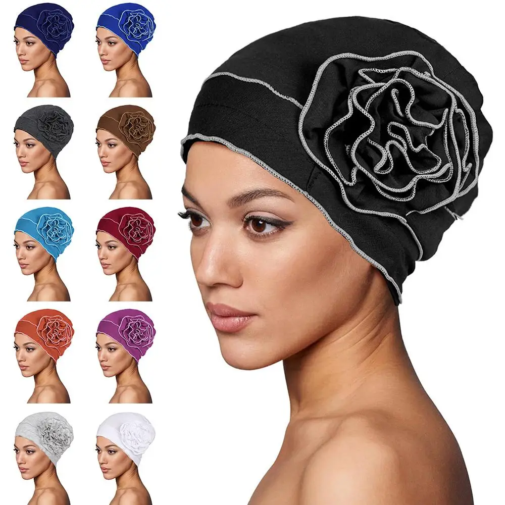 

Vintage Flower Design Turban Cap Cotton for Women with Hair Loss Chemo Headwrap Elastic Cancer Headwear for Women