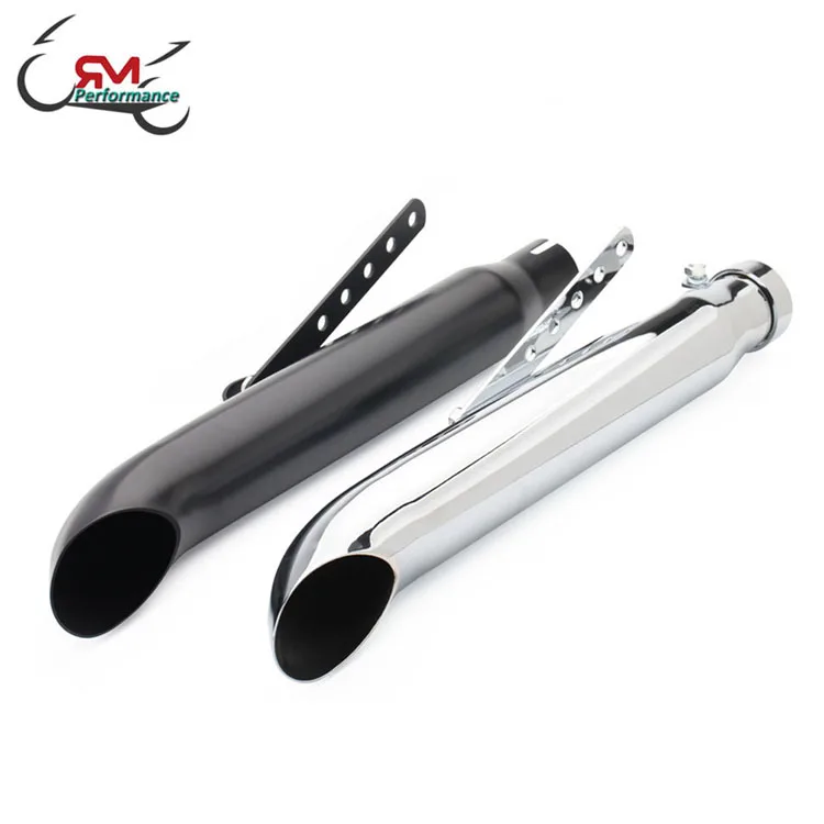Racing Style Cafe Racer Slip-On Exhaust Pipe, Matte Black Silver Modified Muffler With Sliding Bracket Universal for VT500