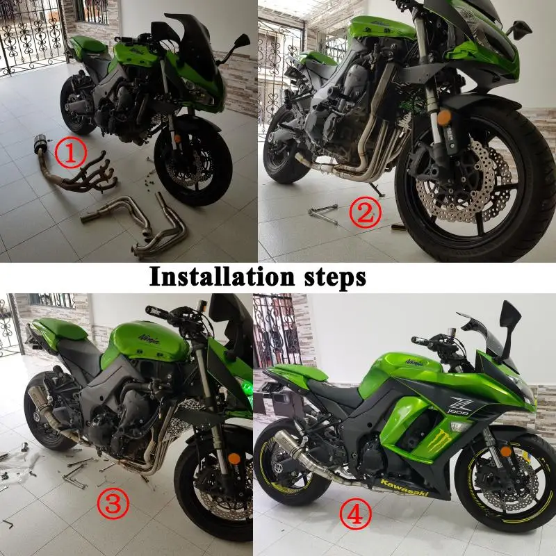 Header Mid Pipe For Kawasaki Z1000 10-21 Z1000SX Until 2019 Motorcycle Exhaust Pipe Muffler Front Connection Tube Slip On Steel