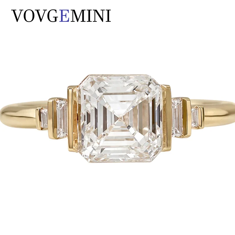 

VOVGEMINI 2carat Asscher Moissanite Wedding Rings Au 750 Original Genuine 18k Gold Jewelry Real Gold 585 Woman Ring For Proposal