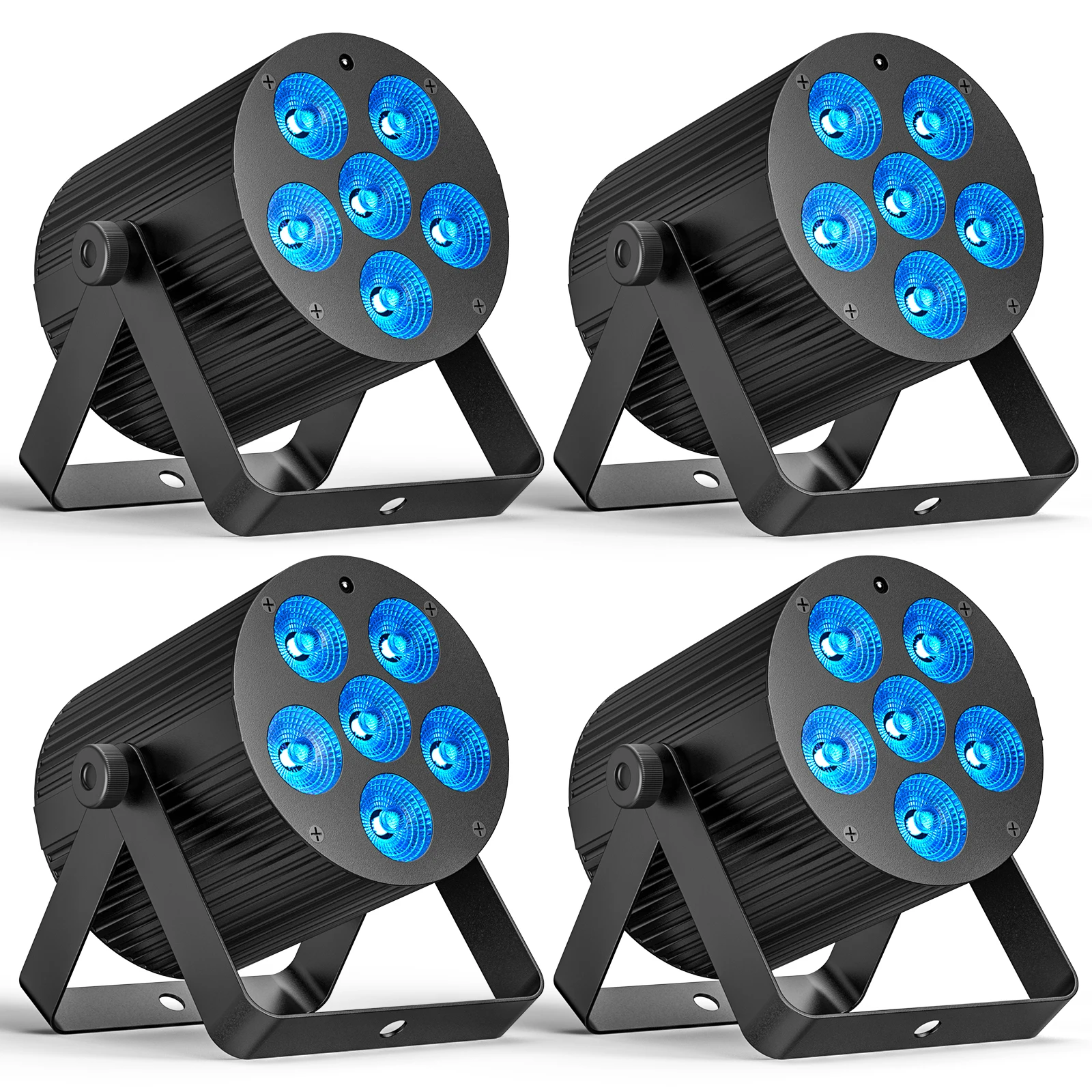 Fieryzeal 4PCS 6x6W 6IN1 RGBW + UV LED Stage Par Light 60W DMX512 Effetto telecomando Luce da palco per DJ Disco Bar Party Wedding