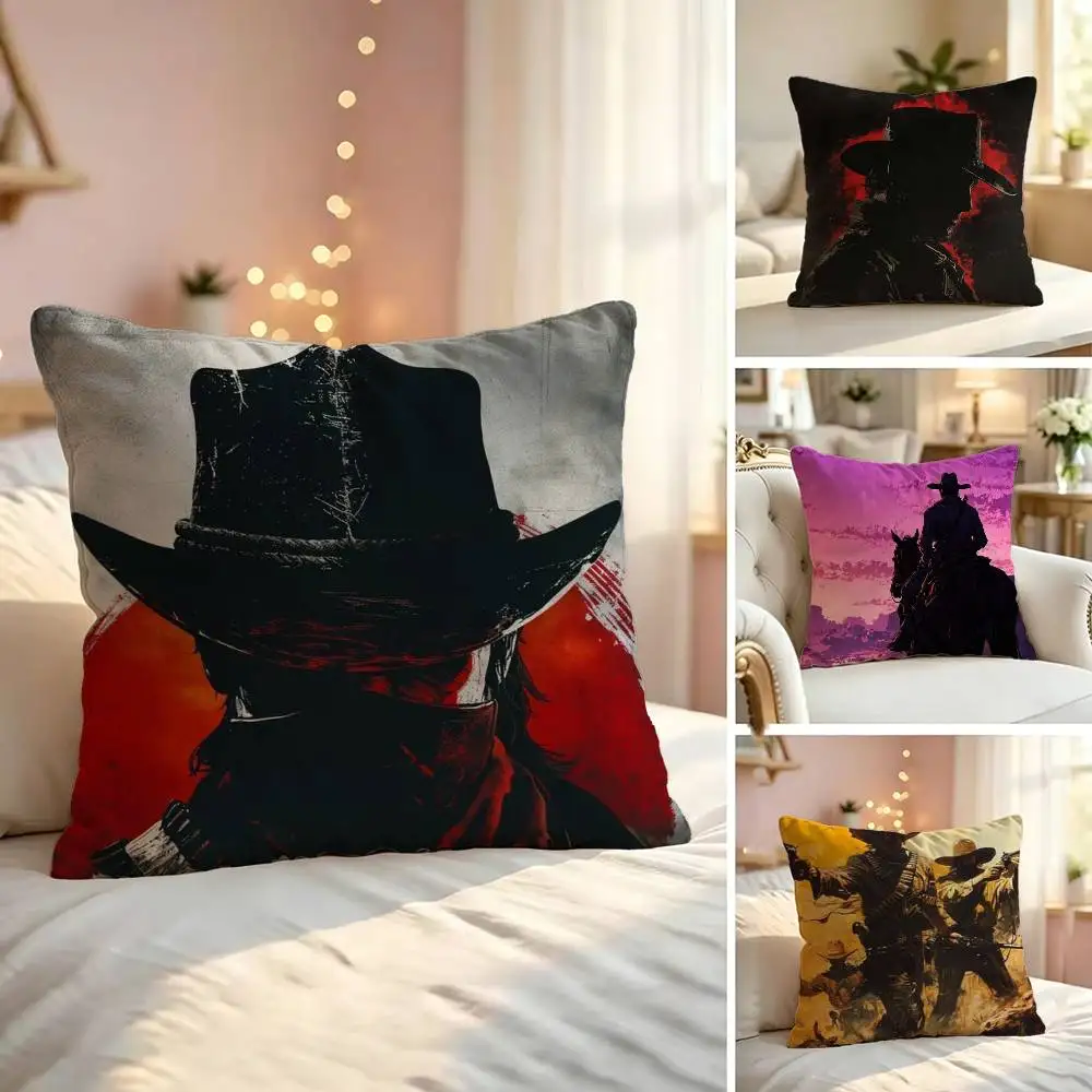 Western Cowboy Knight  Square Double-Sided printed Pillow Case Bedroom Bedside Pillow Sofa Cushion Cover