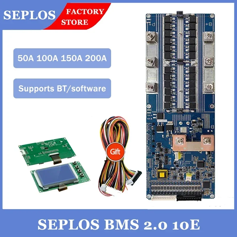 Seplos Smart BMS 13S 14S 15S 16S 100A 150A 200A 48V CAN/RS485 Board Bluetooth LiFePO4 Battery Communicate to Inverter V2.0 10E