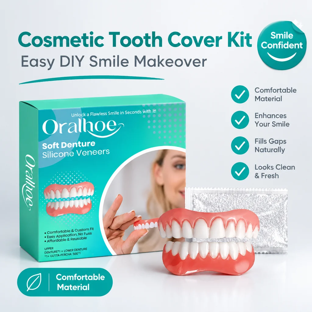 Cosmetic Denture Veneer Upper Lower Set Comfort Fit Gel Instant Smile Gap Cover DIY Moldable Temporary Tooth Cover Natural Look For Women Men