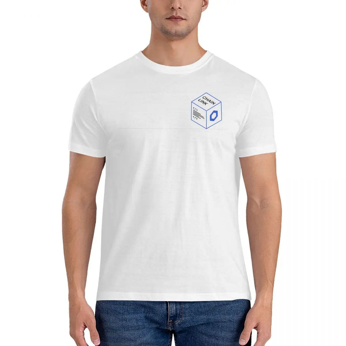 LINK Crypto Altcoin - The Isobox Variant T Shirt Men Pure Cotton Funny T-Shirts Crewneck Chainlink Tees Short Sleeve