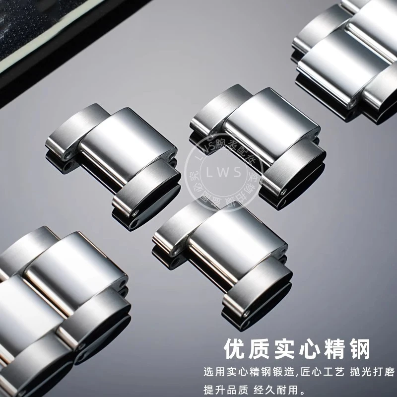 ل ل لونجين كومكاست L3.781 L3.883.4 قوس الفولاذ المقاوم للصدأ حزام القسم 41/43 مللي متر الرجال الصلب حزام الساعات تمديد القسم آذان منحنية