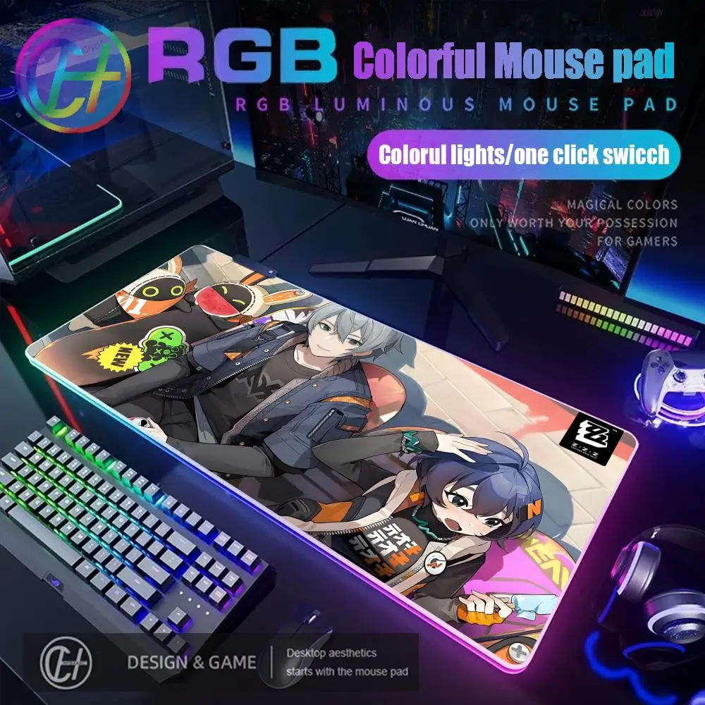 Zenless Zone Zero Mouse Pad RGB Gaming Mouse Pad Desk Mat HD Gamer Large LED Light XXL MousePads PC Computer Carpet