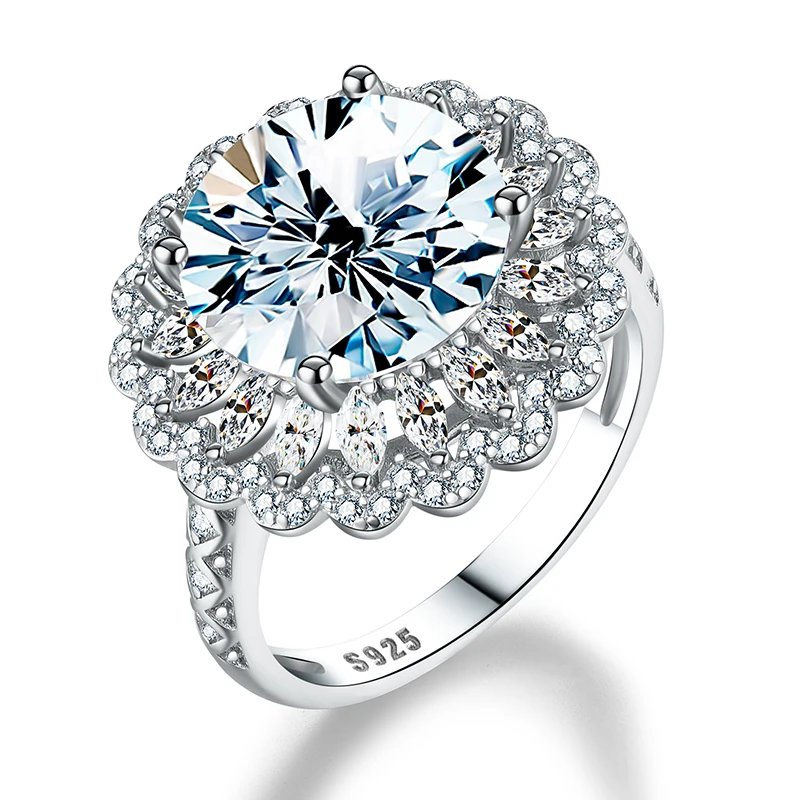 Real D Color 5CT Big Moissanite Diamond Rings For Women 925 Sterling Silver Gypsophila Flowers Wedding Ring Fine Luxury Jewelry