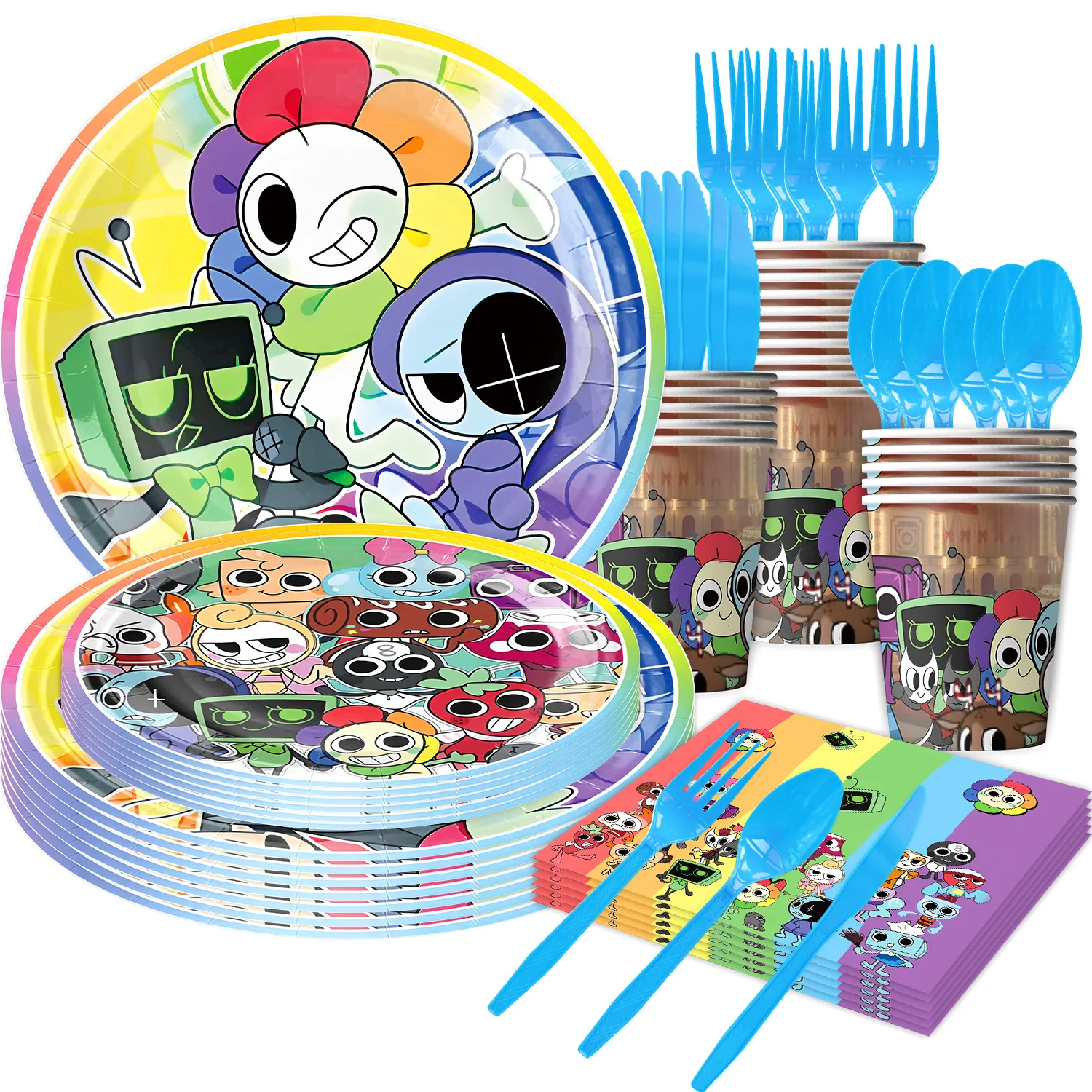 أدوات المائدة لتزيين حفلات أعياد الميلاد العالمية من كارتون داندي، أطباق مفرش المائدة، بالونات علوية للكيك، لعبة رعب، مستلزمات حفلات الأطفال #4