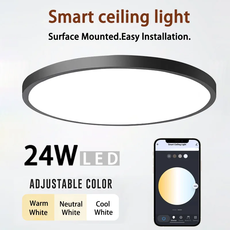 Graffiti WIFI Smart Ceiling Light Alexa Google Slim Simple Model Bluetooth RGBCW Colorful Bedroom Lights