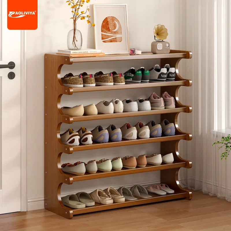 AOLIVIYA Simple Shoe Rack Household Wooden Door Multi-storey Dormitory Home Storage Shelf Rental Room Nanzhu Shoe Cabinet