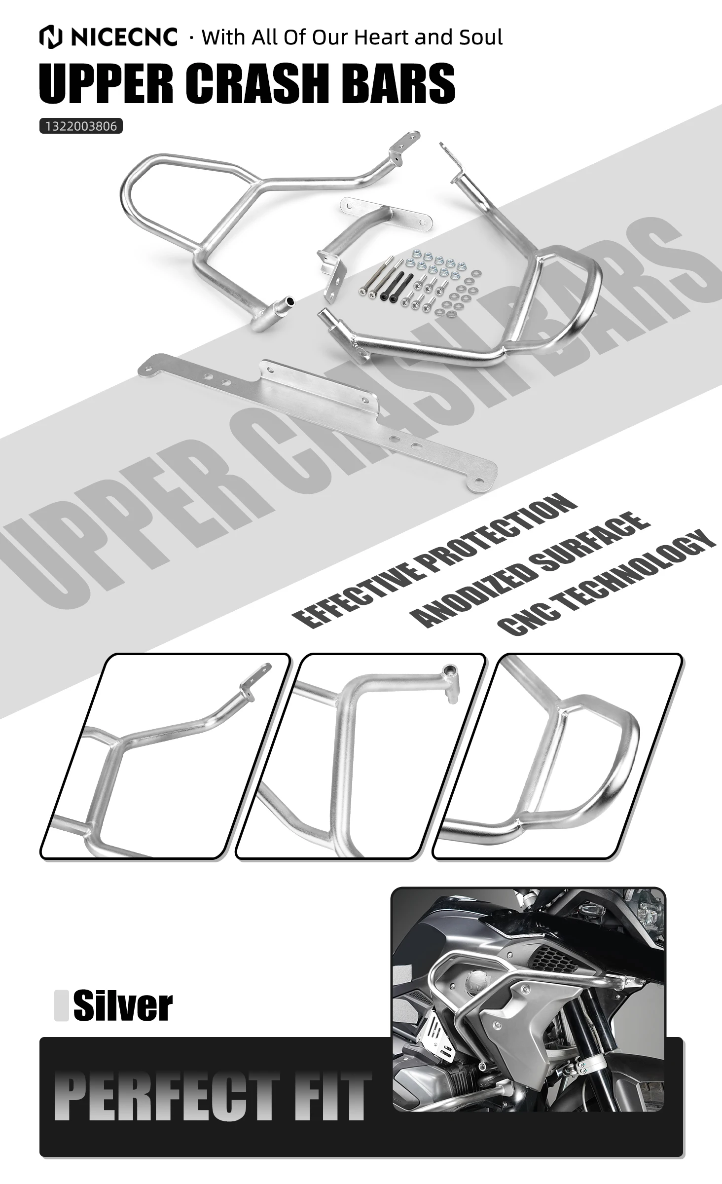 Für BMW R1250GS R1250GS 2019-2024 2023 2022 Motorrad Oberen Crash Bar Motor Wachen Für BMW R1250GS fallen Schutz – Detail 1