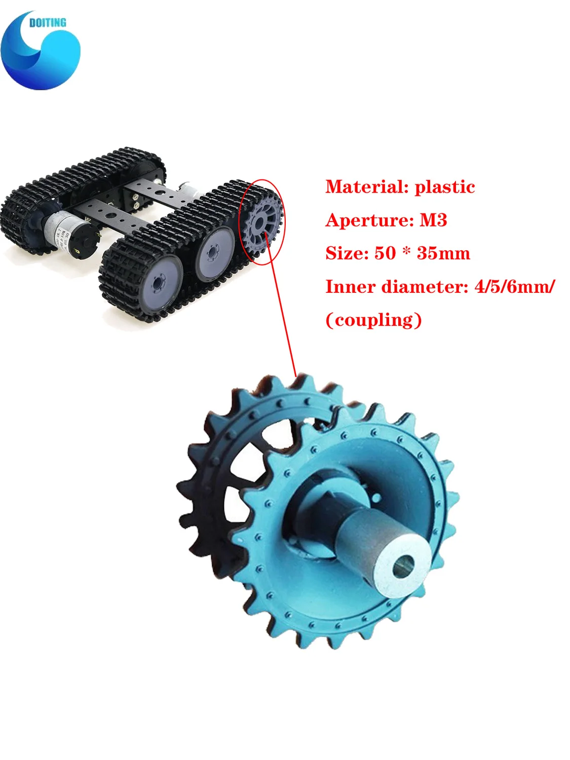 DOIT 4 개/팩 플라스틱 구동 휠 탱크 자동차 섀시/RC 로봇, 스마트 자동차 탱크 부품 DIY 로봇 장난감