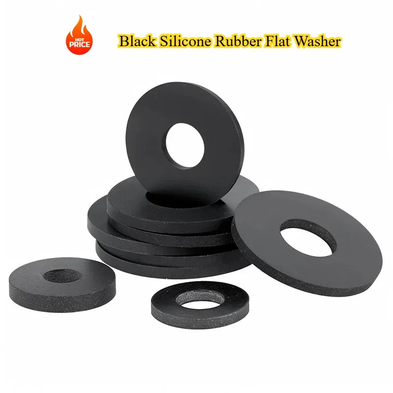 Black Silicone Rubber Flat Washer M2 M2.5 M3 M4 M5 M6 M7 M8 M10 M12 M13 M14 M15~M42 Silicone O-ring Seal Ring Gasket