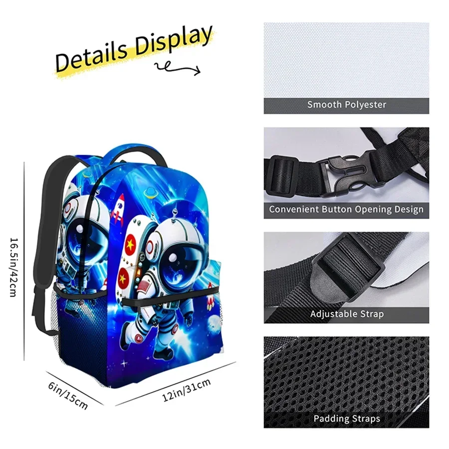 Space Astronaut Backpacks For Boy And Girls Best Gifts 2D Flat Cartoon Waterproof Fashionable School Bag For Children