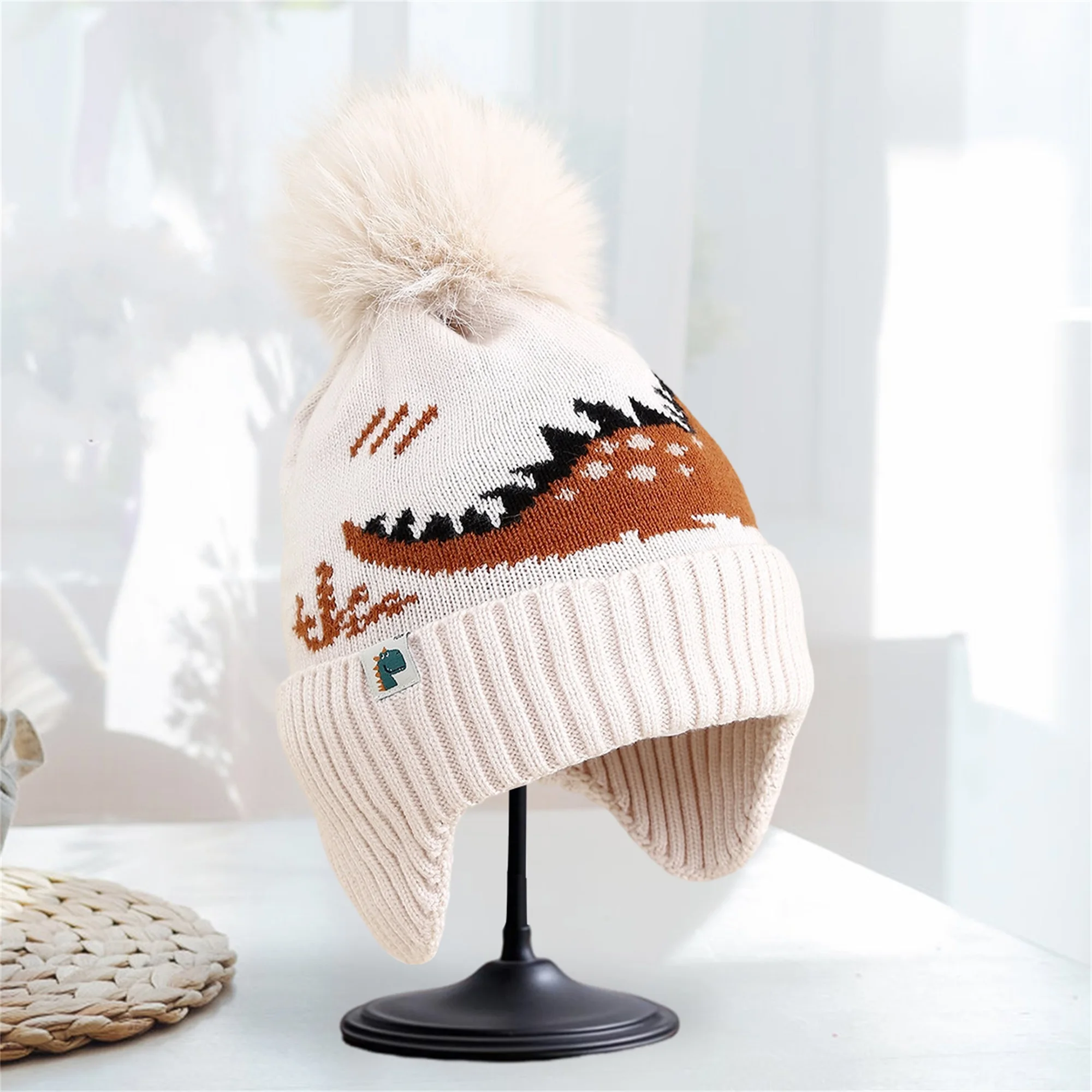 

Милый комплект вязаного шарфа и перчаток с рисунком динозавра для малышей, мягкие и теплые зимние аксессуары для детей 2-6 лет