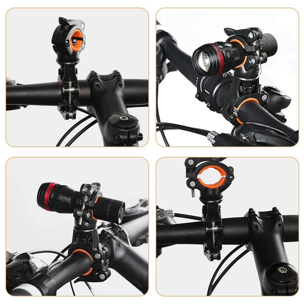 2개입 자전거 플래시라이트 마운트 오렌지 조절식 듀얼 퀵 릴리즈 브래킷 산악 자전거용 유니버설 핸들바 클램프 사이클링