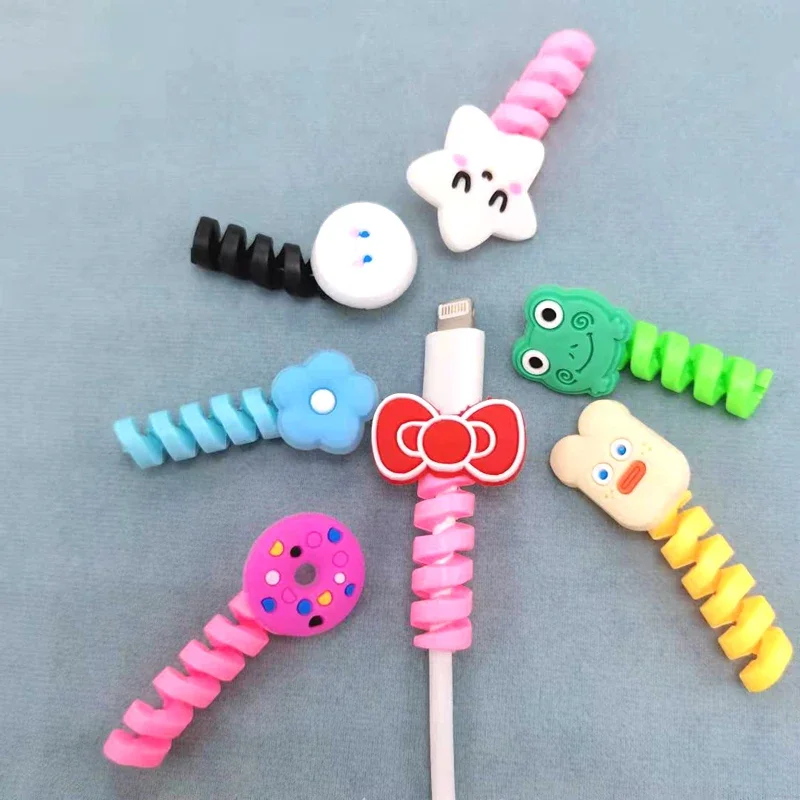Cartoon Cable Protector For IPhones Android Winder Type-C USB Charging Cord Organizer Headphone Earphone Data Line Protect