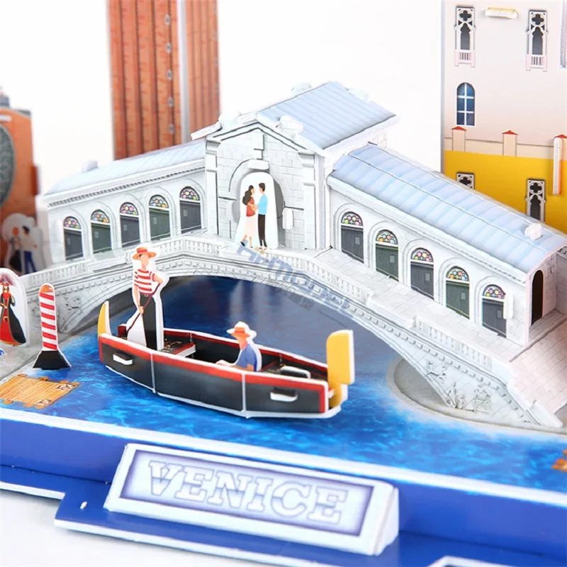 Italy Venice City Line Scenery Famous Build 3D Paper EPS Card Puzzle Building Model Toy Great Architecture Boy Girl Travel Gift