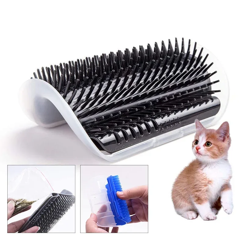 

Cat Brush Comb Toy with Catnip Cat Wall Brush Corner Cat Massage Self Groomer Comb Brush Rubs with A Tickling Comb Gatos