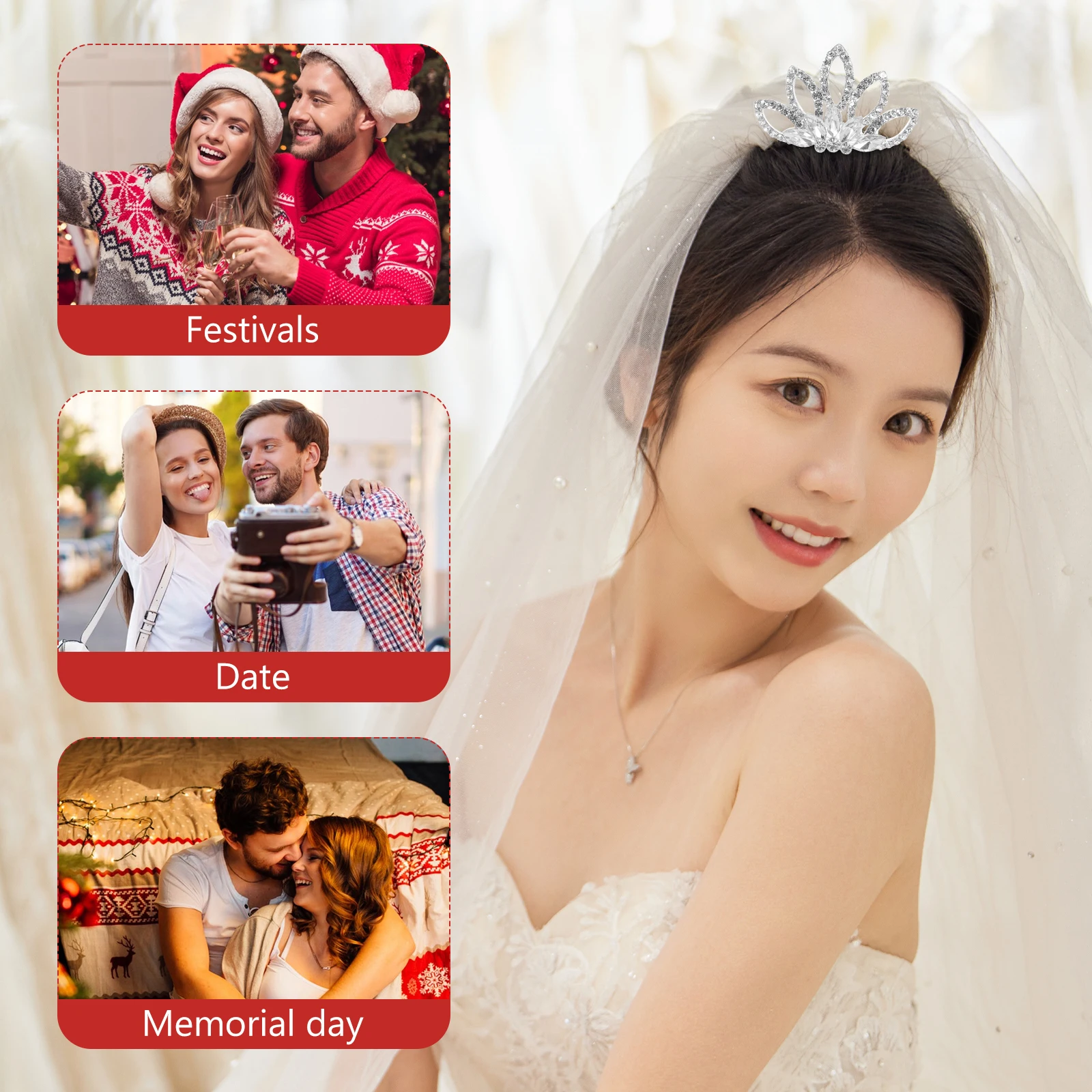 

Bridal Hair Comb Wedding Insert Comb White Women Handmade Alloy Rhinestone Hair Accessories Bridesmaid Prom Party