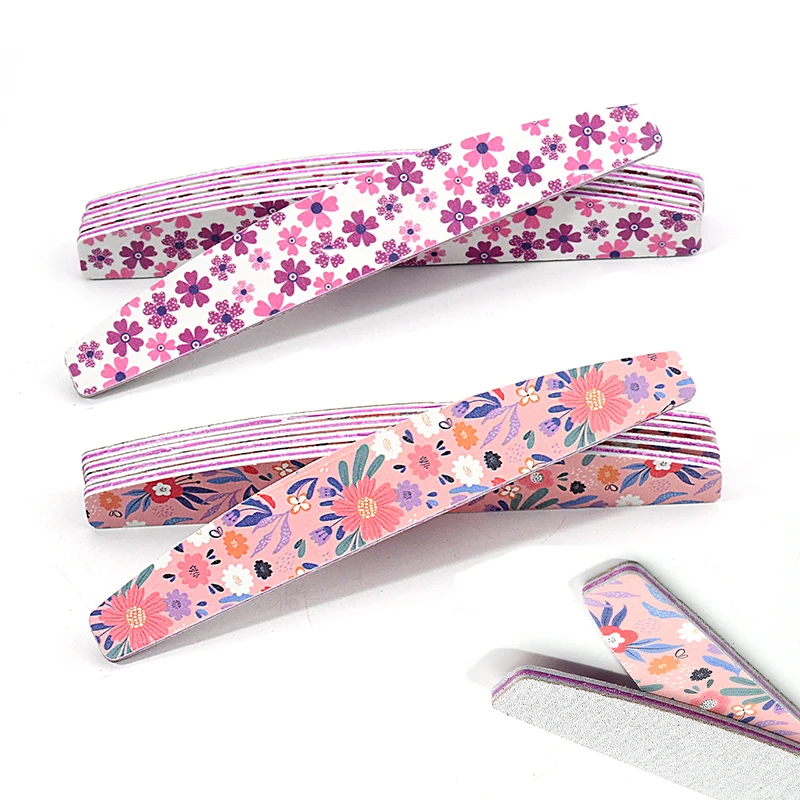 

30/50Pcs Strong Sandpaper Nails File Wholesale Purple EVA Core Printed Nail Files Buffer For Manicure DIY Nail Stylist Supplies