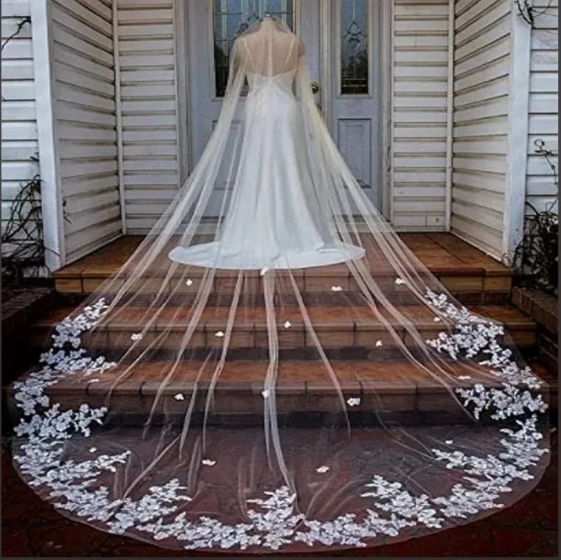 

Однослойная мягкая тюлевая кружевная аппликация, фата с кружевным краем и расческой длиной 3 м/4 м/5 м, свадебная фата для свадебных аксессуаров