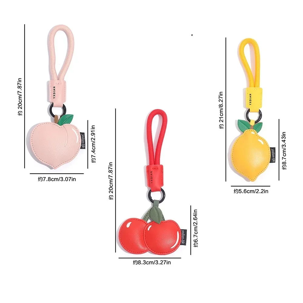 الإبداعية بولي Leather الجلود الفاكهة كيرينغ الحلو الكرز الليمون الخوخ سلاسل المفاتيح حقيبة يد حلية الهدايا تذكارية حامل مفتاح السيارة مجوهرات #3