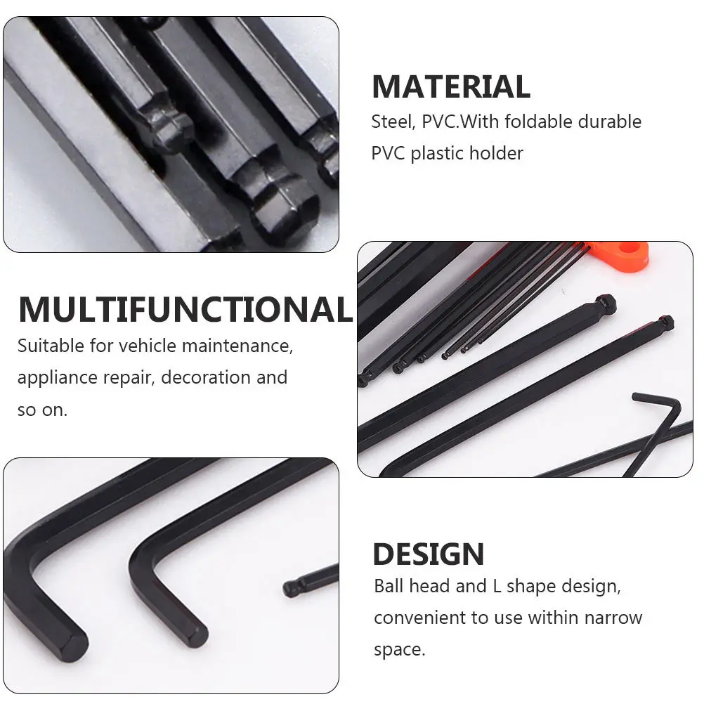 

9Pcs Hex Key Allen Wrench Set Ball Head Spanner Professional Repair Hand Tool Vehicle Appliance Maintenance Foldable