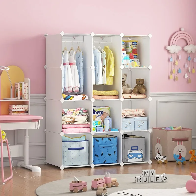 Baby Dresser, Kids Closet Organizers, Portable Kids Wardrobe for Closet, Bedroom, Nursery, Cubby, Cabinet, Clothes