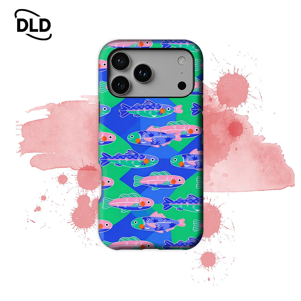 Geometric Colorful Fish Phone Case For Magnetic Phone Case for IPhone 17 16 15 14 13 Pro Max Plus Single Double-layer tough Case