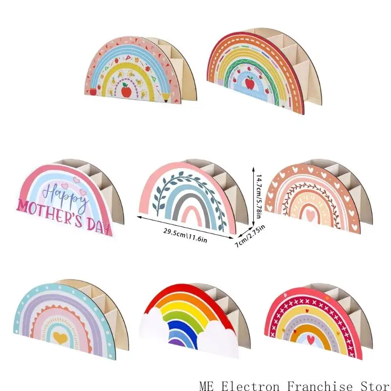 T5ea خشب القلم رصاص كوب قوس قزح شكل قلم القلم منظمي قلم رصاص Desk 5 مقصورات