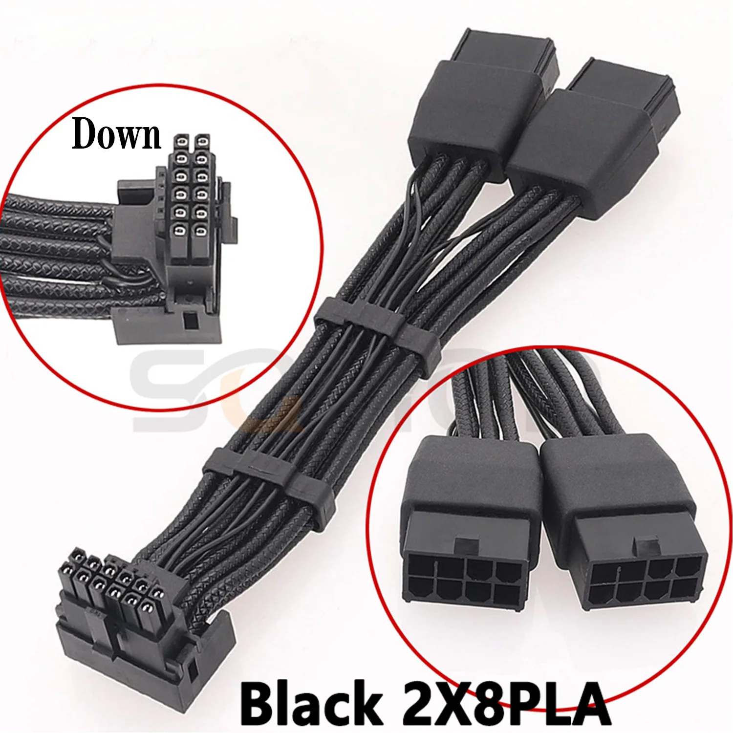 RTX4090 RTX4080 12VHPWR 16P(12+4) to 4x8-pin Splitter 12VHPWR to 2x8Pin 90 Degree Elbow Connector Adapter
