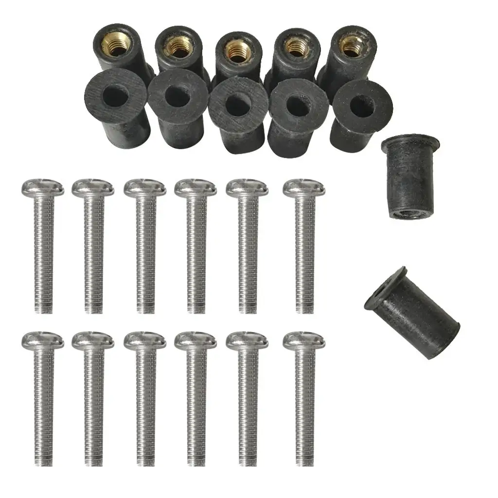 Wellnuts Rubber Replacement with Brass Nut and M4 Stainless Steel Screws for Boat Kayak Canoe Accessories