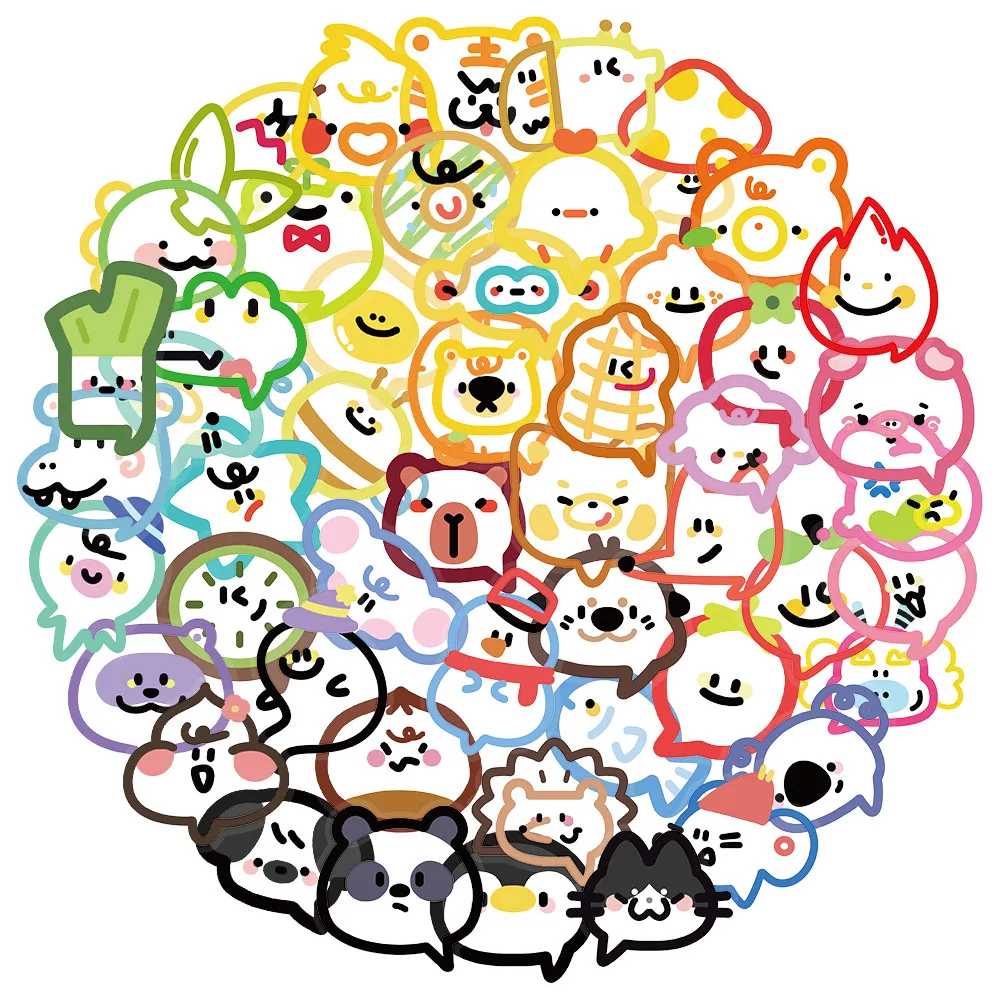 50PCS Creative and Fun Cartoon Bubble PET Transparent Material Sticker, Account Decoration DIY Phone Case, Water Cup Sticker