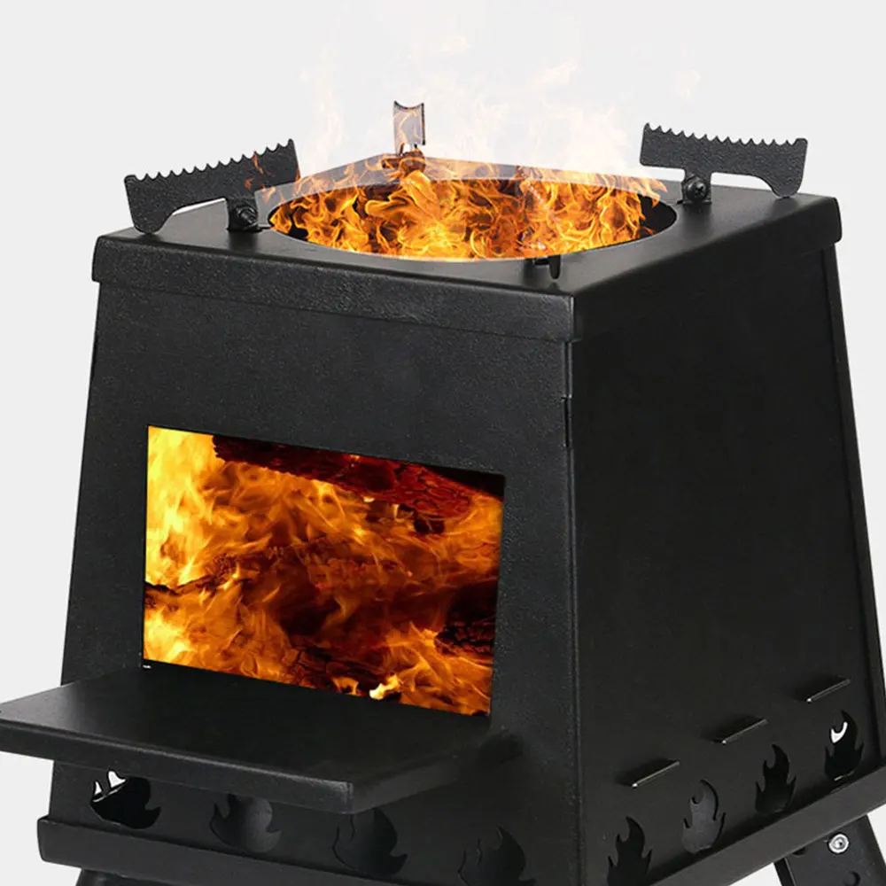 แบบพกพา Camping เตาเตาพับกลางแจ้งความร้อนไม้เต็นท์เตาทัวร์ปิกนิกบาร์บีคิวเตา