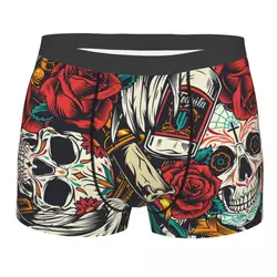 Street Arts Skull Rose Flowers Underpants Homme Panties Male Underwear Print Couple Sexy Set Calecon