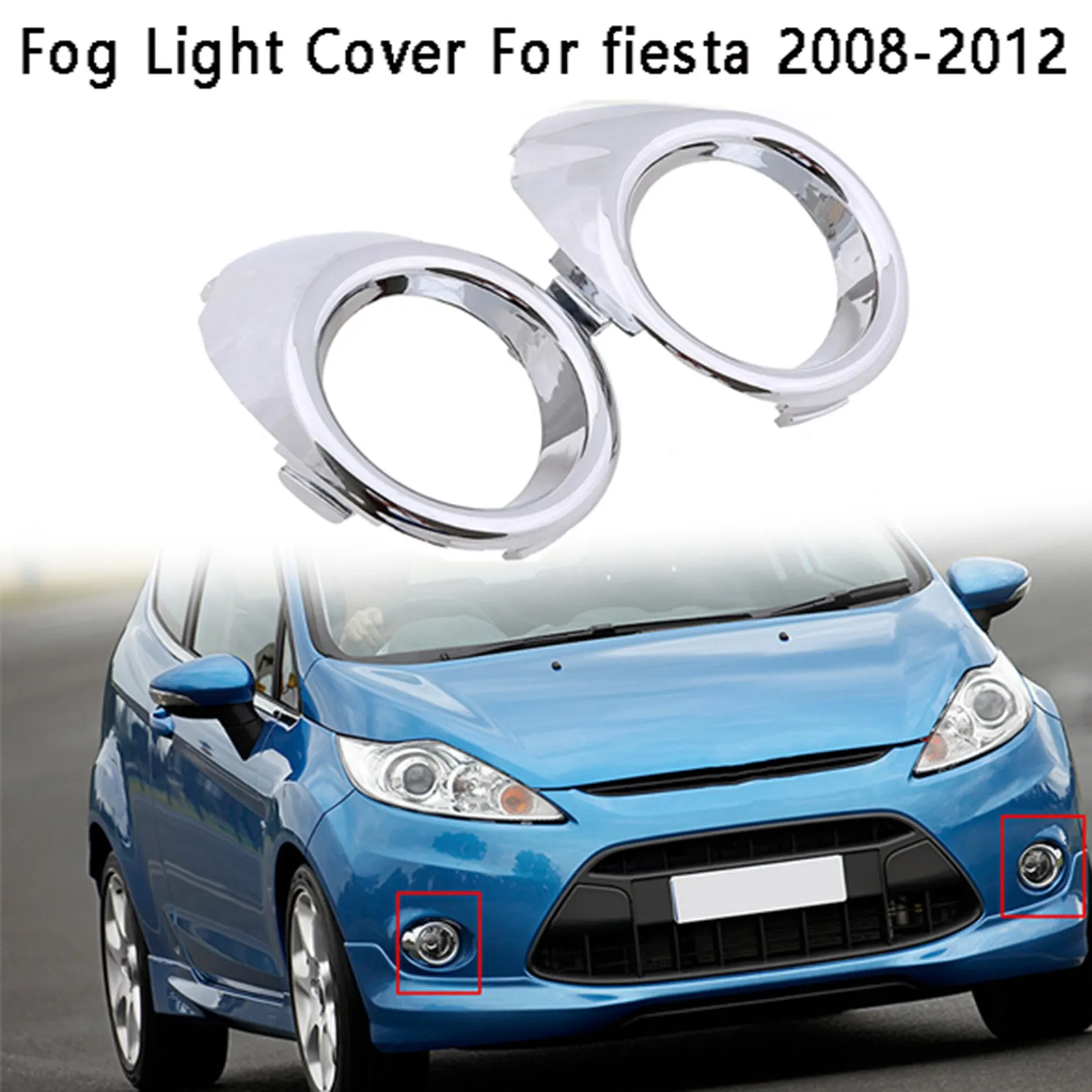 

Fog Light Cover Racing Grills Front Bumper Fog Lamp Protect Frame Trim Bezel for Ford Fiesta 2008-2012