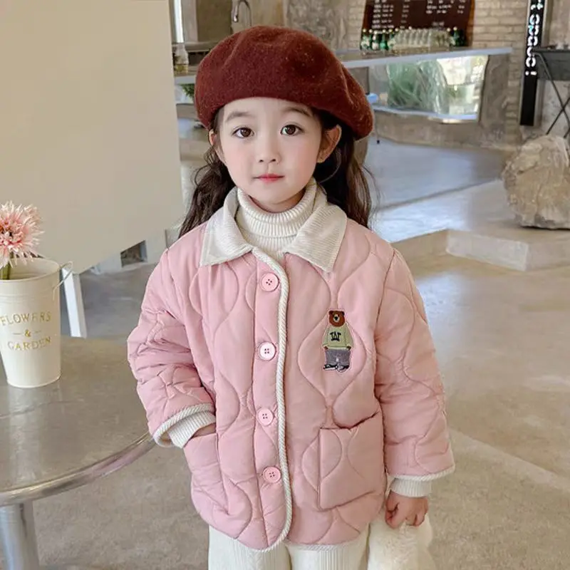 

2025 Autumn/Winter New Fashionable Casual Fleece-Lined Thickened Warm Cotton Jacket for Girls