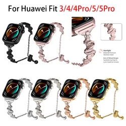 For Huawei Watch Fit 3 4 5 Strap Stainless Steel Smart Watch Diamond Wave-Shape Metal Bracelet Correa for Huawei Fit 4 4pro 5pro